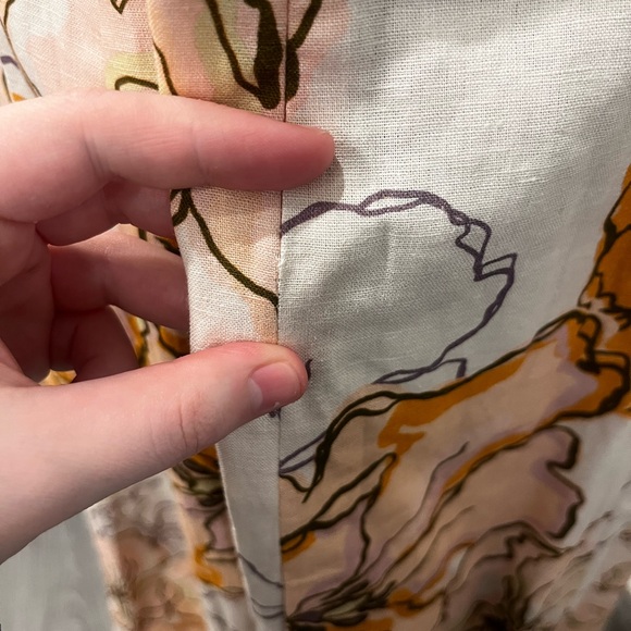 Amalie Linen Blend Peach Floral Print Midi Dress Size 6 Vacation Resortwear - Picture 17 of 17